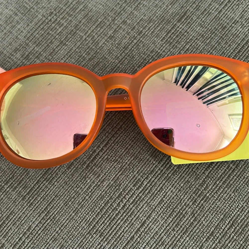 ALL IN MOTION Orange Round Sunglasses with mirrored polarized Lenses